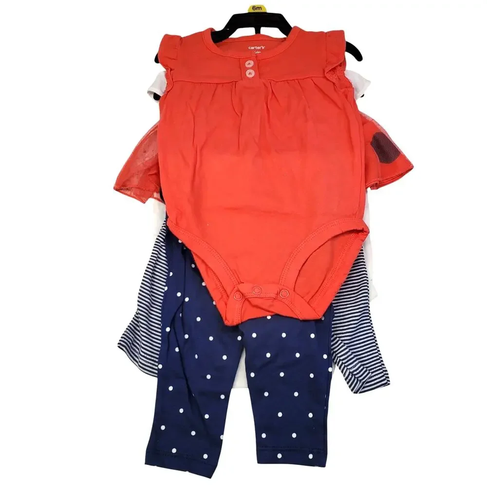 Carters Baby Girls Ladybug 4 Piece Outfit Set Size 6 Months Cotton NEW